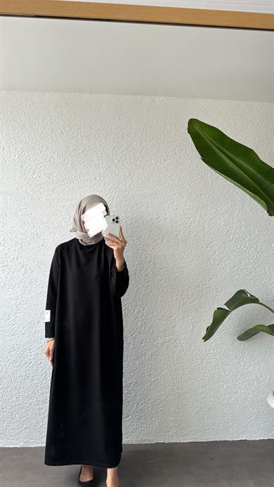 OVERSİZE UZUN RAHAT ELBİSE - SİYAH