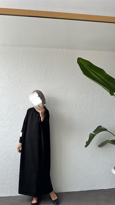 OVERSİZE UZUN RAHAT ELBİSE - SİYAH