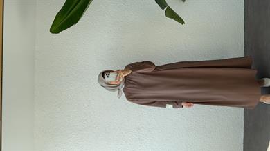 OVERSİZE UZUN RAHAT ELBİSE - VİZON