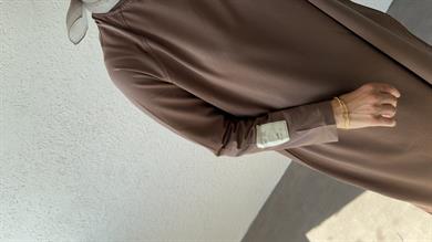 OVERSİZE UZUN RAHAT ELBİSE - VİZON