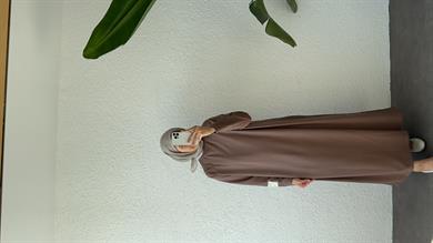 OVERSİZE UZUN RAHAT ELBİSE - VİZON