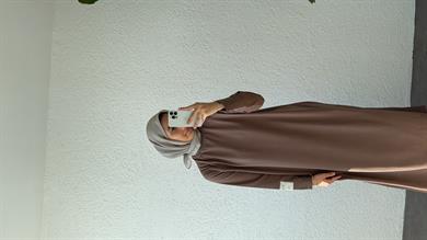 OVERSİZE UZUN RAHAT ELBİSE - VİZON