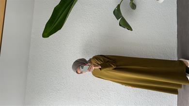 OVERSİZE UZUN RAHAT ELBİSE - YAĞ YEŞİLİ