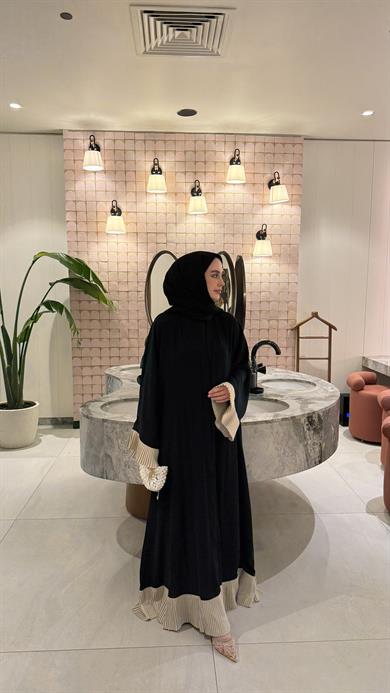 PİLİSE DETAYLI ABAYA & FERACE - SİYAH