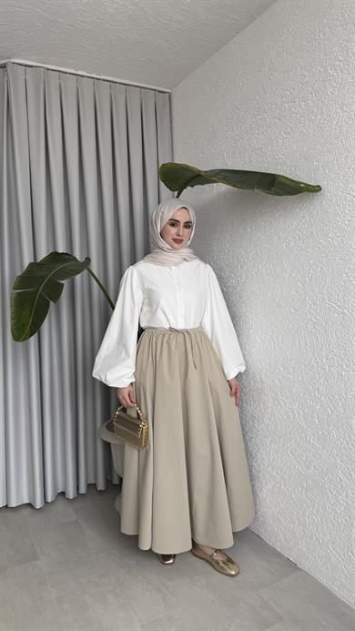 GABARDİN ETEK - BEJ