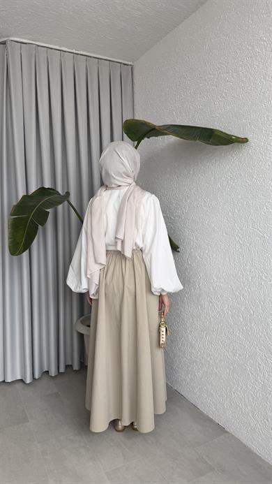 GABARDİN ETEK - BEJ