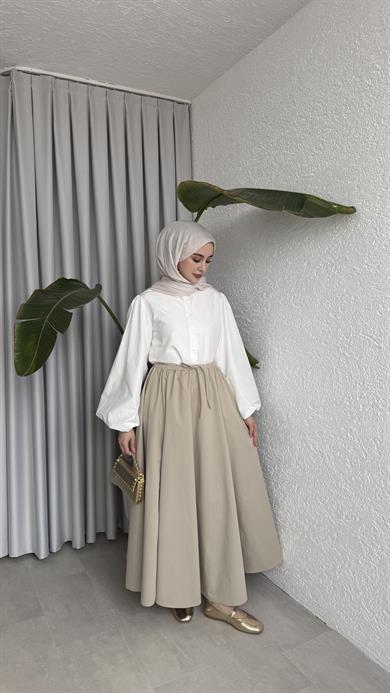GABARDİN ETEK - BEJ