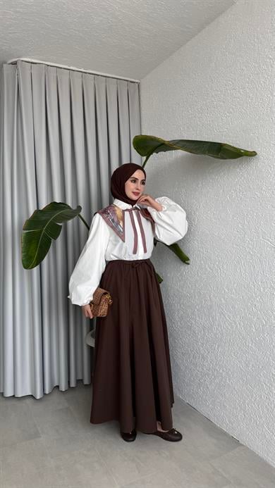 GABARDİN ETEK - KAHVE