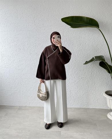 PREMİUM DİKİŞLİ KAŞE CEKET-ACI KAHVE