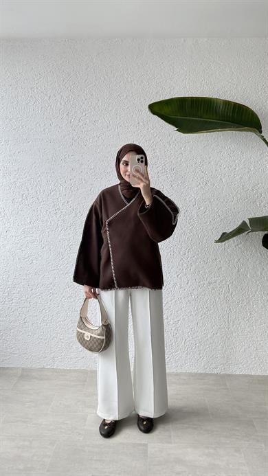 PREMİUM DİKİŞLİ KAŞE CEKET-ACI KAHVE