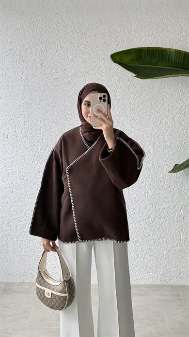 PREMİUM DİKİŞLİ KAŞE CEKET-ACI KAHVE