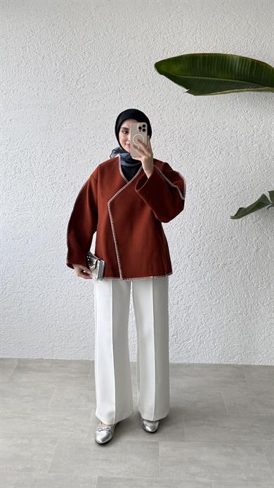 PREMİUM DİKİŞLİ KAŞE CEKET-KİREMİT