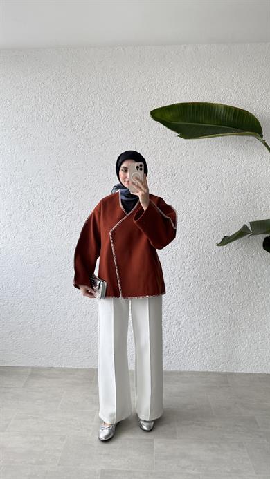 PREMİUM DİKİŞLİ KAŞE CEKET-KİREMİT