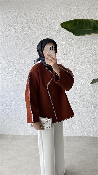 PREMİUM DİKİŞLİ KAŞE CEKET-KİREMİT