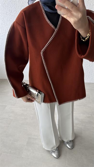 PREMİUM DİKİŞLİ KAŞE CEKET-KİREMİT