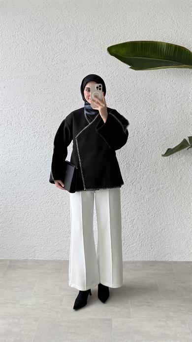 PREMİUM DİKİŞLİ KAŞE CEKET-SİYAH