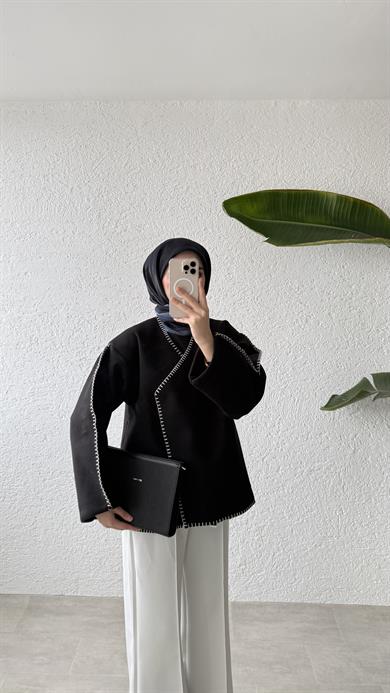 PREMİUM DİKİŞLİ KAŞE CEKET-SİYAH