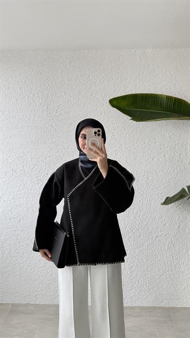 PREMİUM DİKİŞLİ KAŞE CEKET-SİYAH