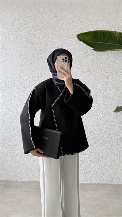 PREMİUM DİKİŞLİ KAŞE CEKET-SİYAH