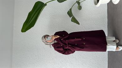 PREMİUM KAŞE TRENÇ KABAN - BORDO