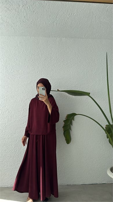 PREMİUM OYSHO BOL PANTOLONLU TAKIM - BORDO