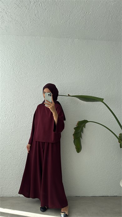 PREMİUM OYSHO BOL PANTOLONLU TAKIM - BORDO