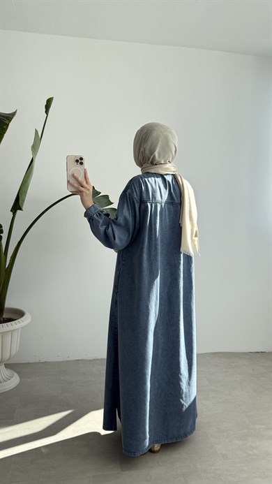 RAHAT KESİM DENİM ELBİSE - AÇIK MAVİ