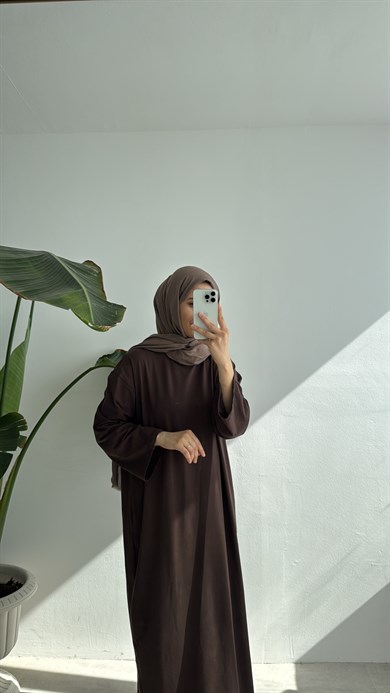 RAHAT KESİM PAMUKLU ELBİSE - KAHVE