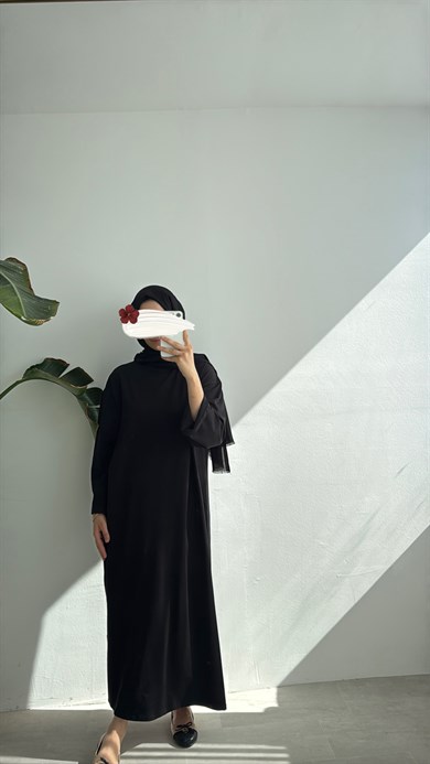 RAHAT KESİM PAMUKLU ELBİSE - SİYAH