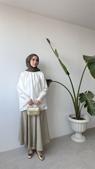 REGLAN SALAŞ TUNİK - BEYAZ