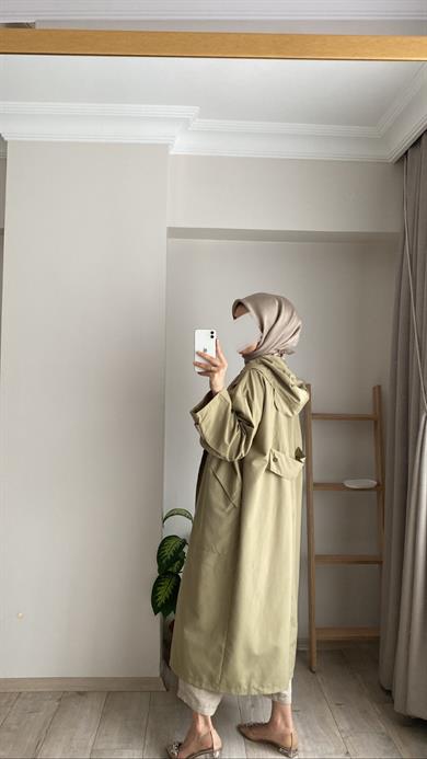 RETRO TRENÇ YAĞ YEŞİLİ