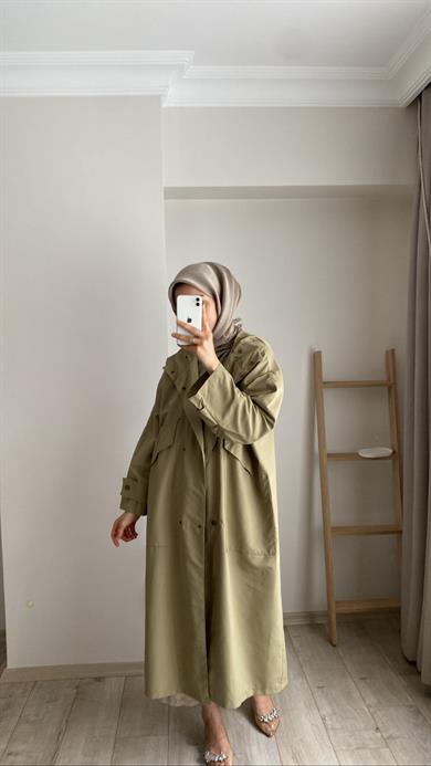 RETRO TRENÇ YAĞ YEŞİLİ