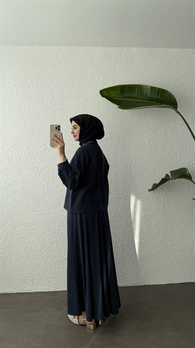 RİVA FERMUAR DETAYLI ETEK TAKIM-LACİVERT