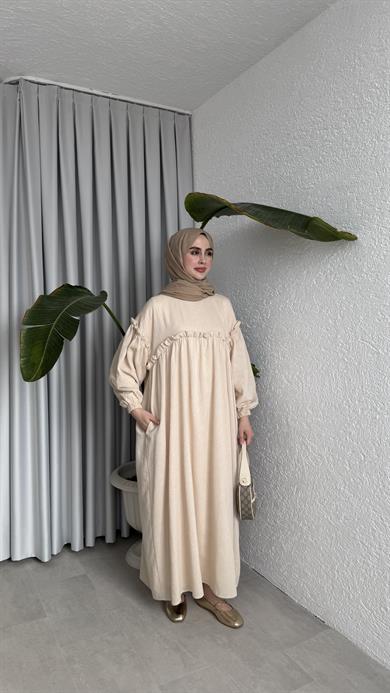 ROBALI ELBİSE - BEJ