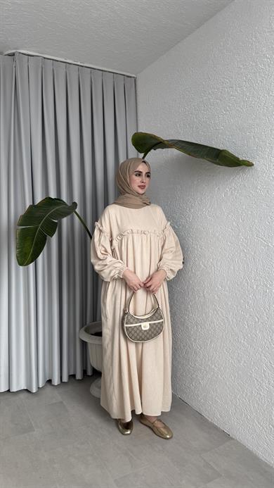 ROBALI ELBİSE - BEJ