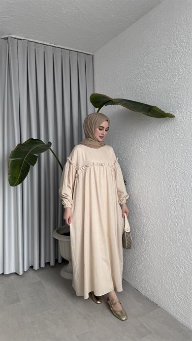 ROBALI ELBİSE - BEJ