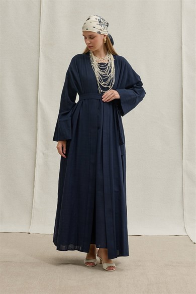 SAFA %100 KETEN ABAYA TAKIM -  LACİVERT