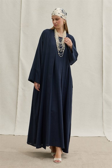 SAFA %100 KETEN ABAYA TAKIM -  LACİVERT
