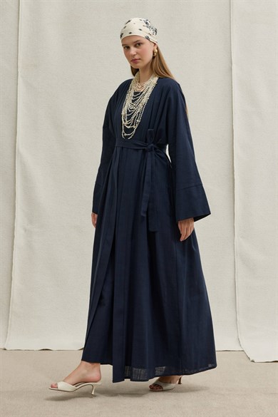 SAFA %100 KETEN ABAYA TAKIM -  LACİVERT