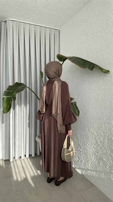 SAKURA CUPRA ELBİSE - KAHVE