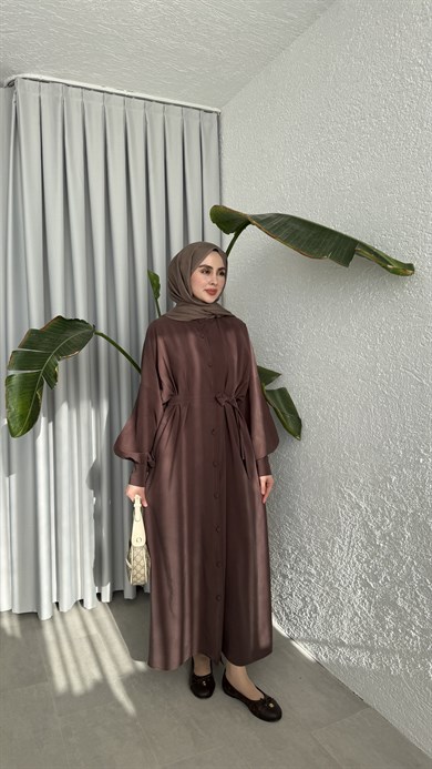 SAKURA CUPRA ELBİSE - KAHVE