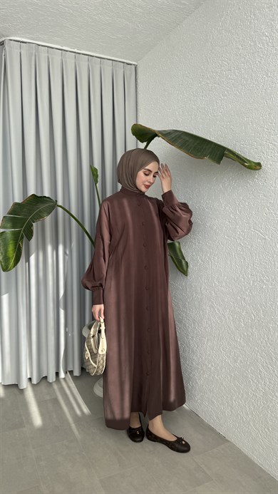SAKURA CUPRA ELBİSE - KAHVE