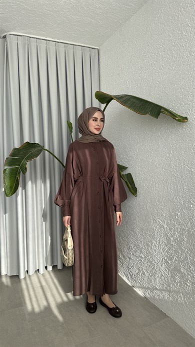 SAKURA CUPRA ELBİSE - KAHVE