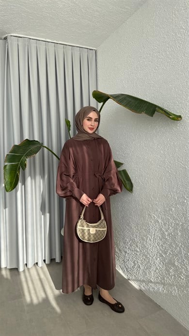 SAKURA CUPRA ELBİSE - KAHVE