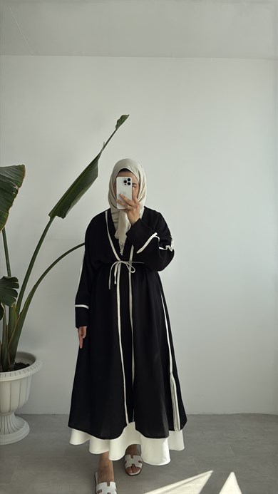 ŞERİT DETAYLI KİMONO - SİYAH