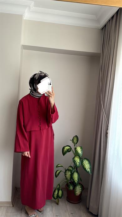 SOPHİA BOLEROLU ELBİSE - BORDO