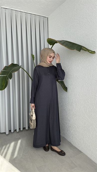 TENSEL DENİM ELBİSE - LACİVERT