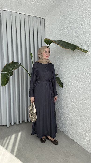 TENSEL DENİM ELBİSE - LACİVERT