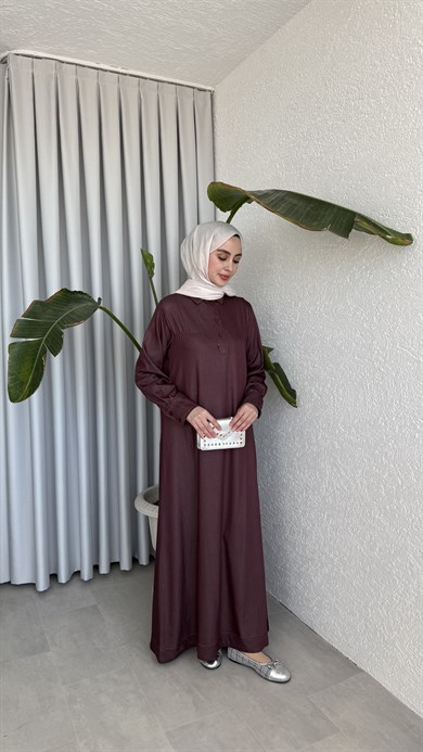 TENSEL DENİM ELBİSE - MÜRDÜM