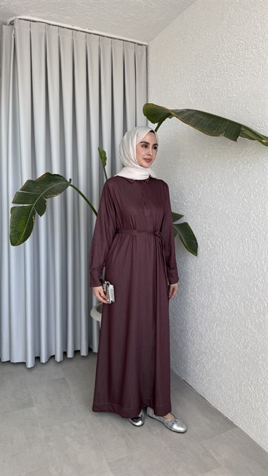 TENSEL DENİM ELBİSE - MÜRDÜM